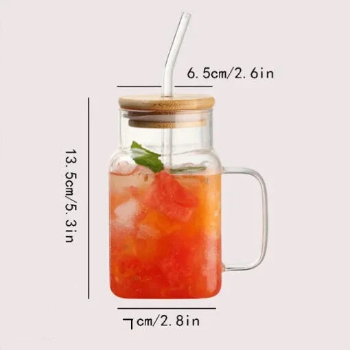Transparent Airtight Jar-like Glass with Handle and Straw - image 5