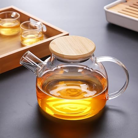 Airtight Heat Resistant Glass Teapot with Wooden Lid - image 3