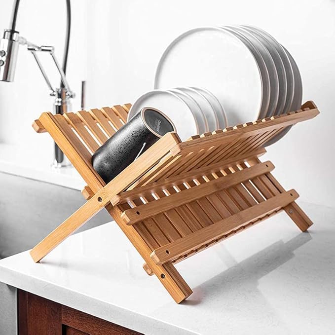 Multi-Layer Foldable Bamboo Dish Rack - image 3