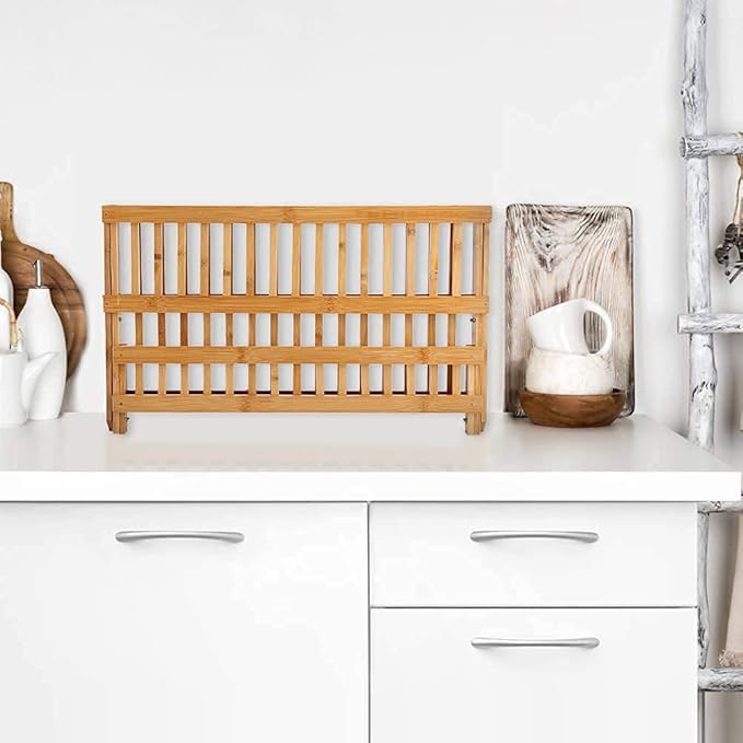 Multi-Layer Foldable Bamboo Dish Rack - image 2