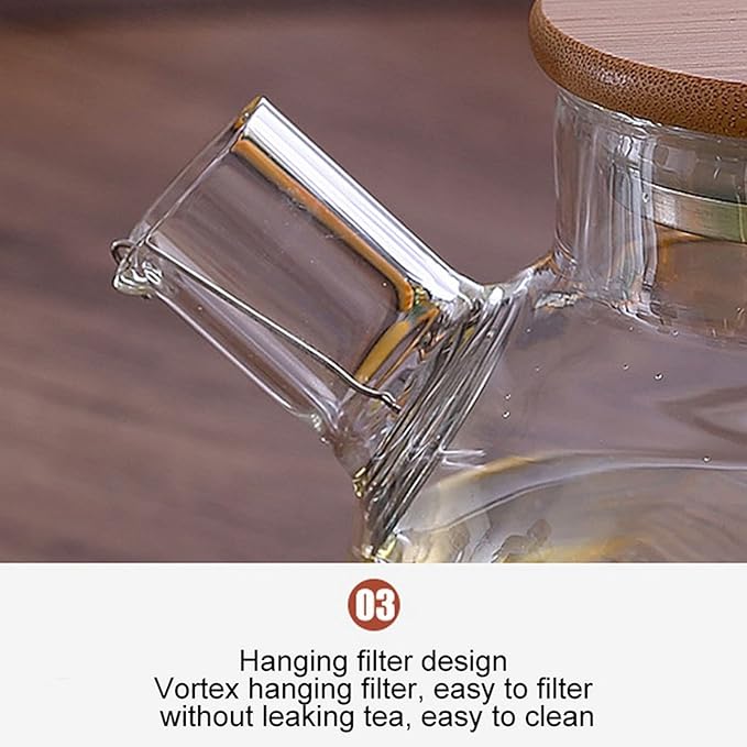 Airtight Heat Resistant Glass Teapot with Wooden Lid - image 5