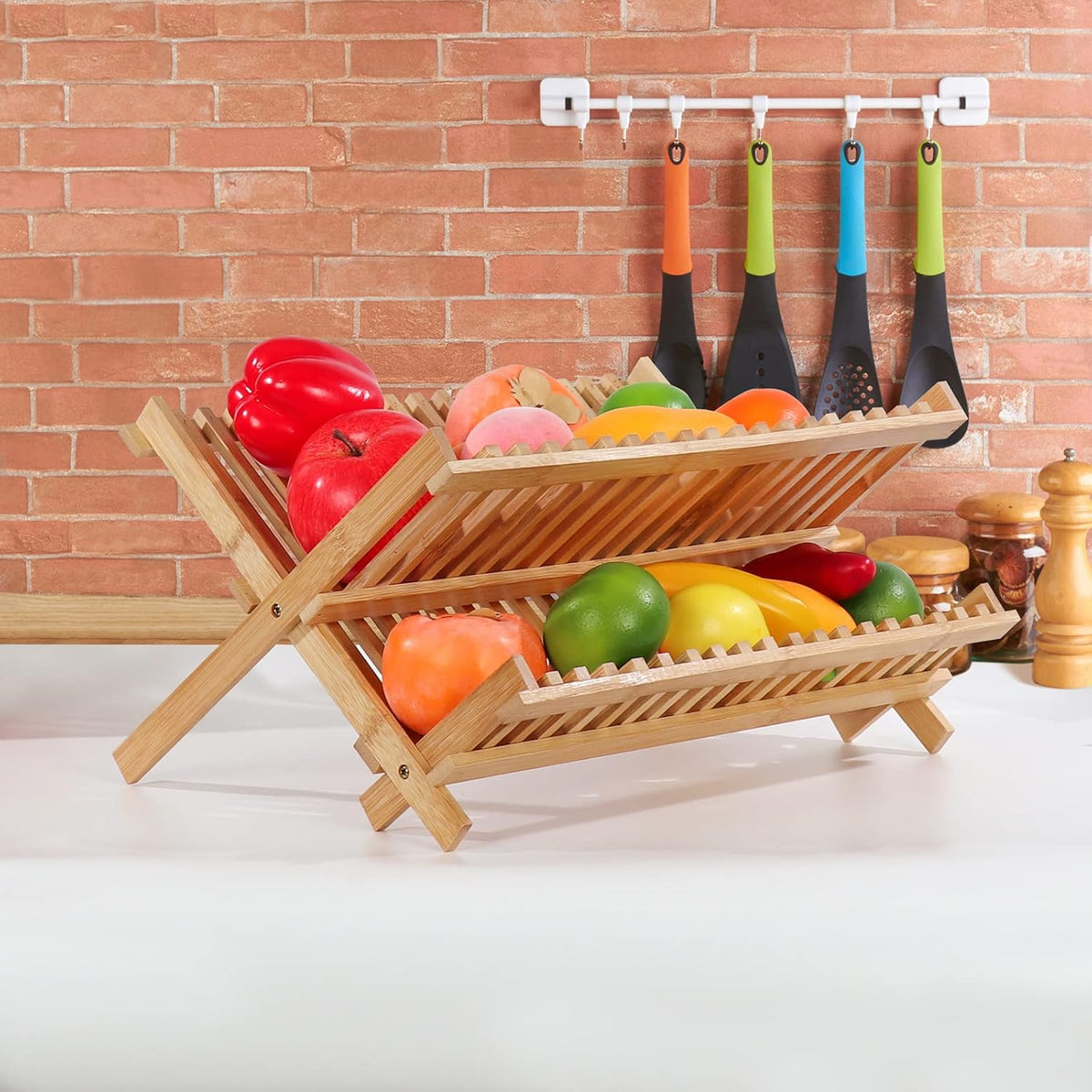 Multi-Layer Foldable Bamboo Dish Rack - image 4