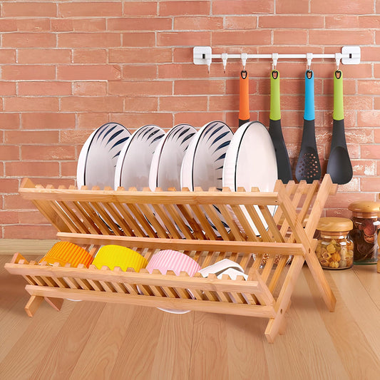 Multi-Layer Foldable Bamboo Dish Rack - image 1