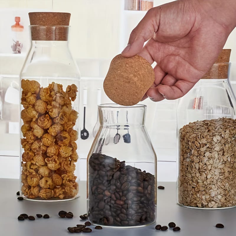 Curvy Airtight Glass Jars with Cork Lids - image 1