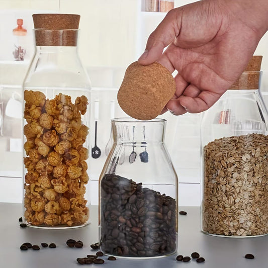 Curvy Airtight Glass Jars with Cork Lids - image 1