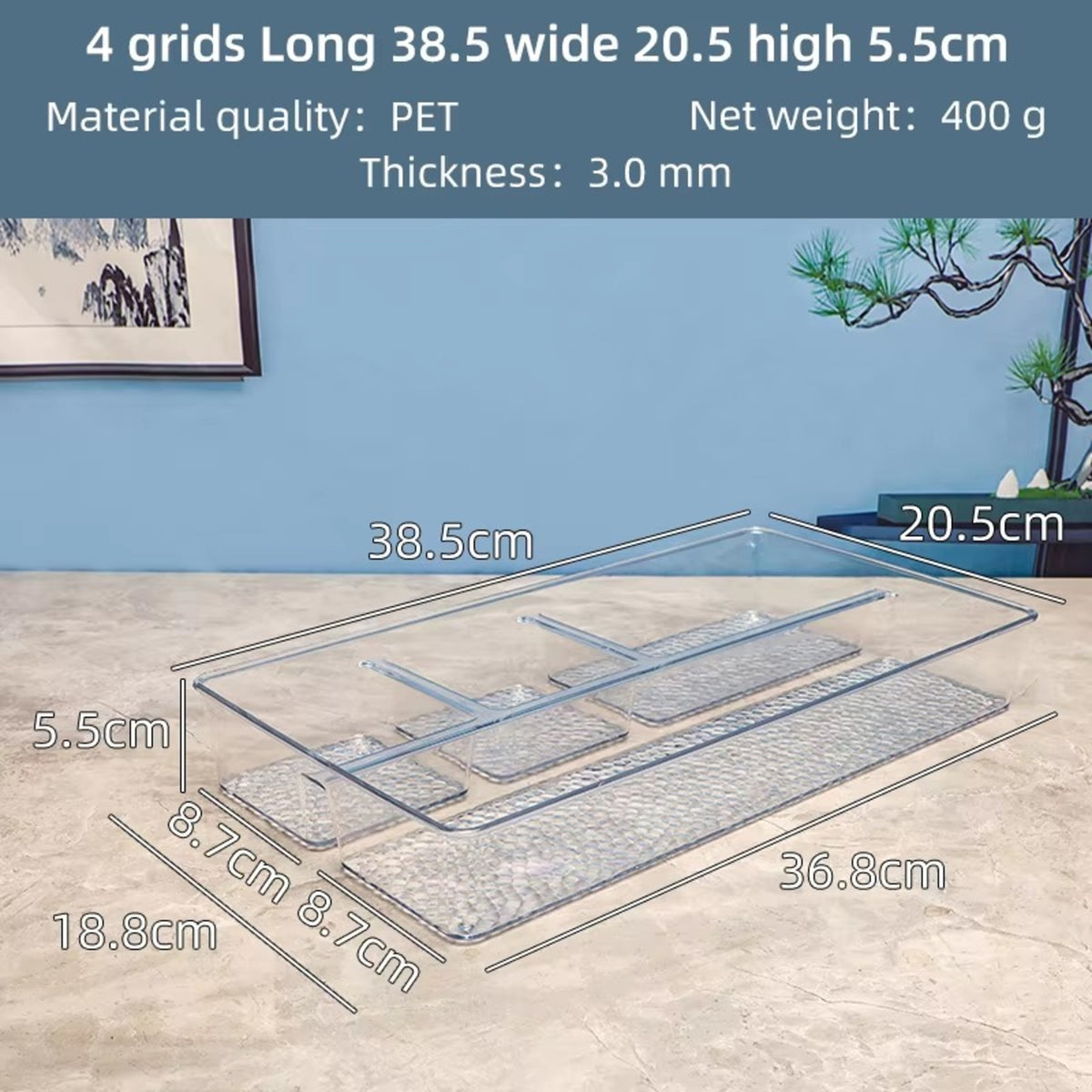 Plastic Transparent Grid Organizer Tray – Multi-Purpose Storage - image 4