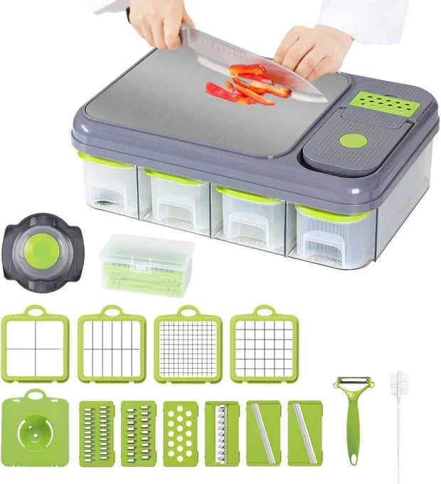 All-in-One Vegetable Cutter with Cutting Board & Storage Boxes