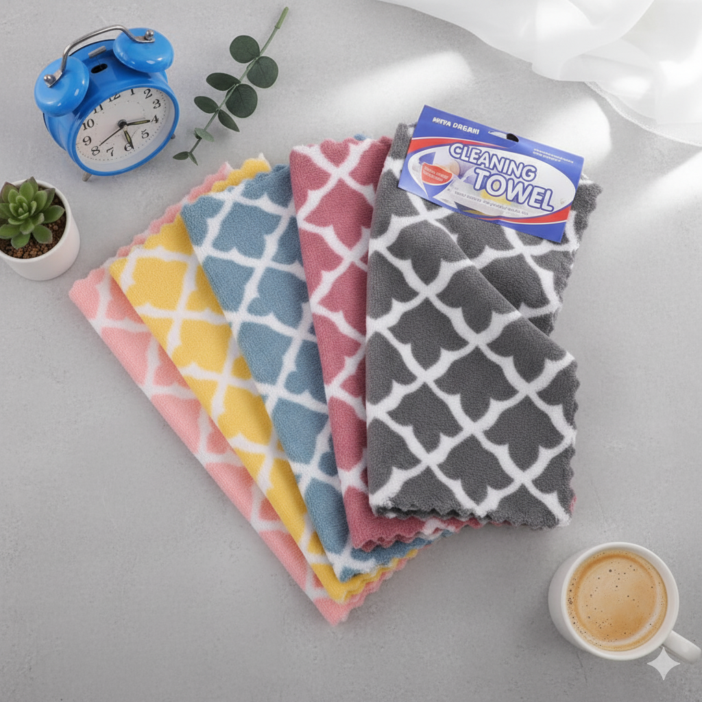 HomeCare Reusable Microfiber Cleaning Cloths (5 Pcs) - image 1