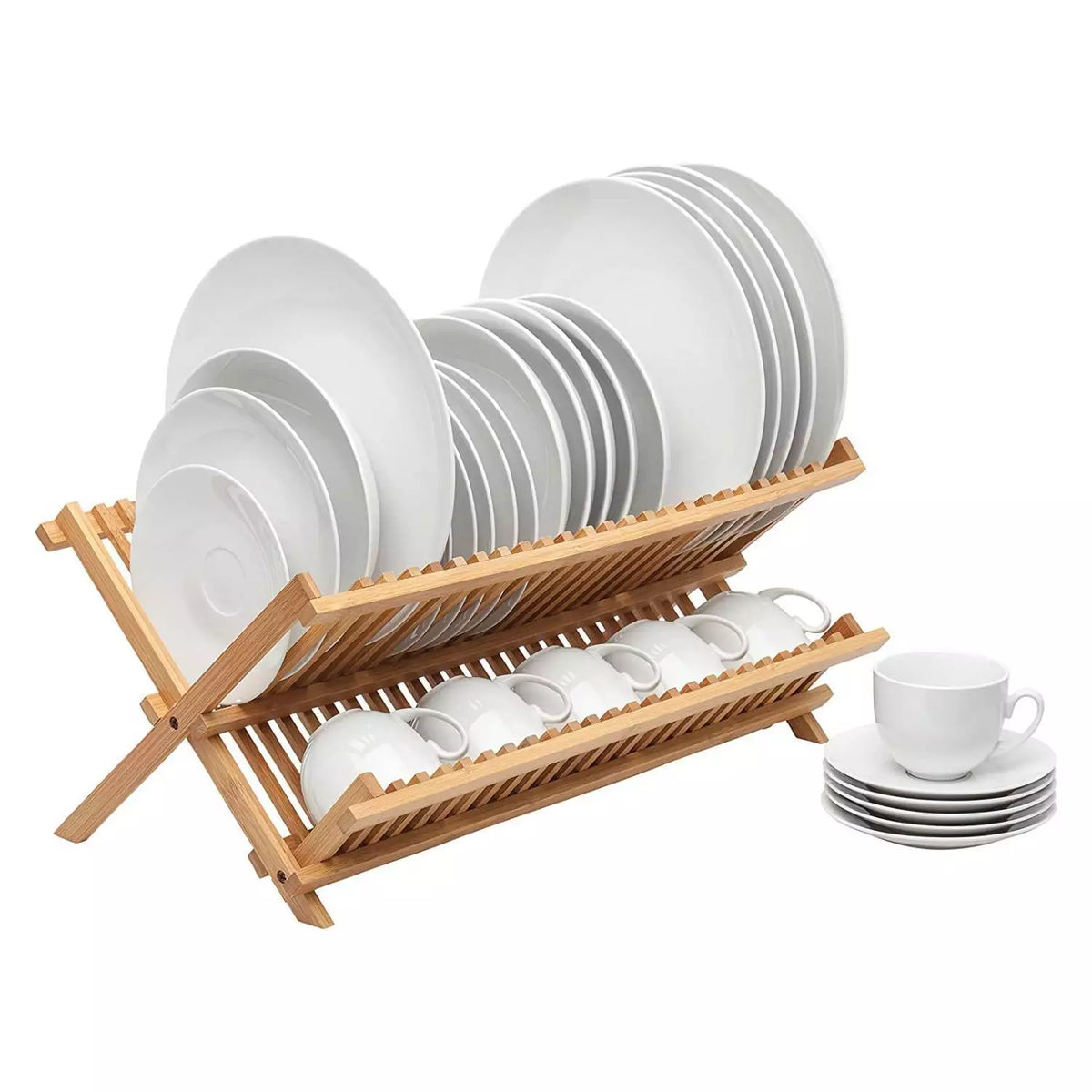 Multi-Layer Foldable Bamboo Dish Rack - image 5